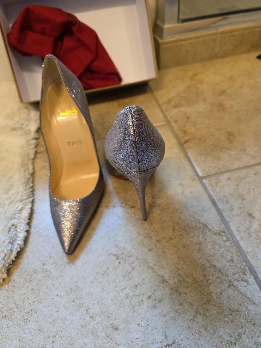 Christian Louboutin SO Kate 120 Glitter Mini - Grenadine